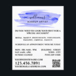 Flyer Artista de Maquiagem Azul-Cadeado<br><div class="desc">Script Watercolor Blue Brushaft Makeup Artist Advertising Flyers Pela Loja De Cartão de visita.</div>