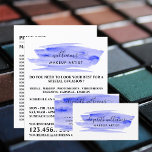 Flyer Artista de Maquiagem Azul-Cadeado<br><div class="desc">Script Watercolor Blue Brushaft Makeup Artist Advertising Flyers Pela Loja De Cartão de visita.</div>