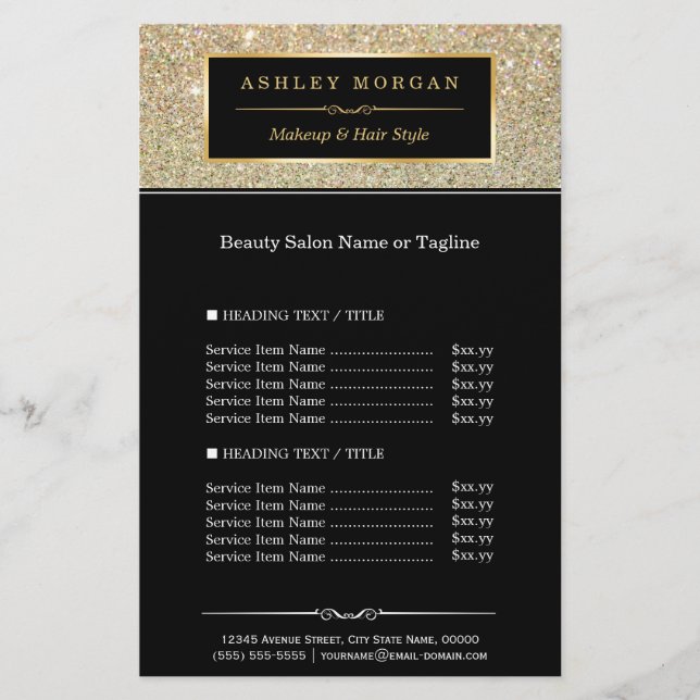 Flyer Artista de Maquiagem Cabelereiro Glitter Glamour D (Frente)