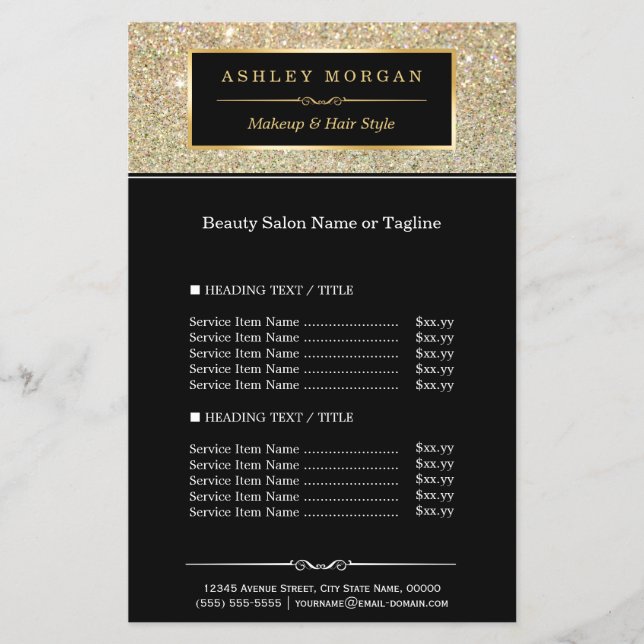 Flyer Artista de Maquiagem Cabelereiro Glitter Glamour D (Frente)