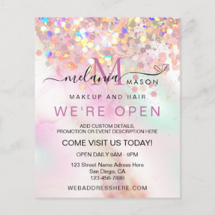 Flyer Artista de Maquiagem com Tinta Alcoólica Glitter H