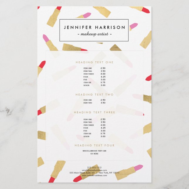 Flyer Artista de Maquiagem de Padrões de Líppau Luxe Gla (Frente)