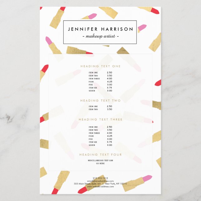 Flyer Artista de Maquiagem de Padrões de Líppau Luxe Gla (Frente)