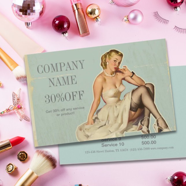 Flyer Artista de Maquiagem do Cabelo da Rapariga Retro F (Retro Fashion Girl Hair Stylist Makeup Artist Flyer)