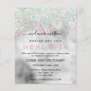 Flyer Artista de Maquiagem Holográfica Elegante Silver