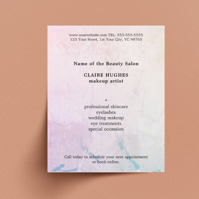 Flyer Artista de Maquiagem Pastel Simples e Elegante (Criador carregado)