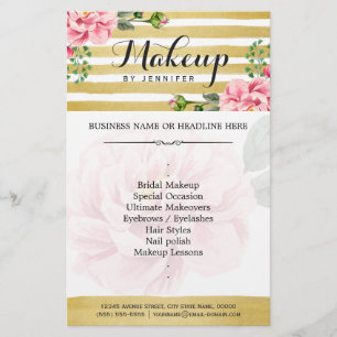 Flyer Artista de maquiagem Salon Watercolor Floral Doura