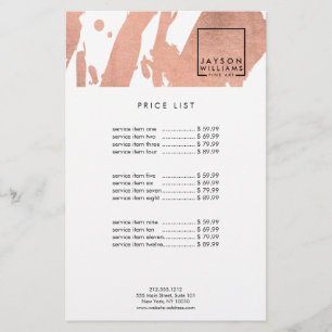 Flyer Artista Moderno Traços de Pincel em Rose Gold Fals