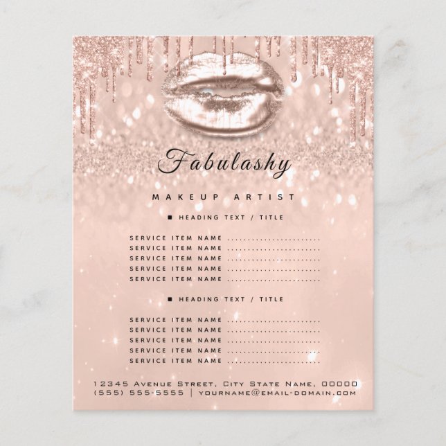 Flyer Artista Salon Cor-de-Rosa Panorâmica Pêssego (Frente)