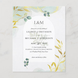Flyer Arty Greenery Dourado Convite para Casamento