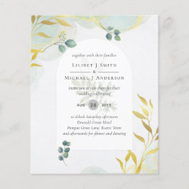 Flyer Arty Greenery Dourado Convite para Casamento