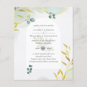Flyer Arty Greenery Dourado Convite para Casamento