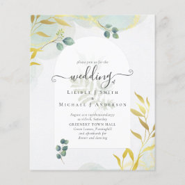 Flyer Arty Greenery Dourado Convite para Casamento