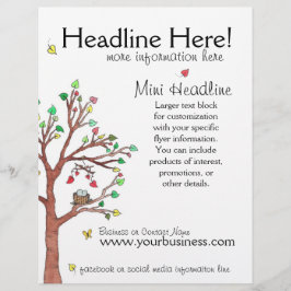 Flyer Árvore Colorida com Pássaro Nest