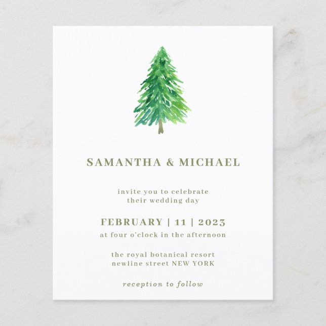 Flyer Árvore de Natal de inverno Simples Orçamento Elega (Frente)