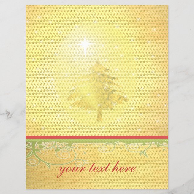 Flyer Árvore de Natal Dourada com estrelas (Frente)