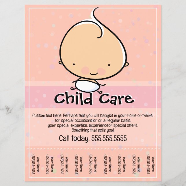 Flyer Assistência à Criança. Babysitting.folheto tearshe (Frente)