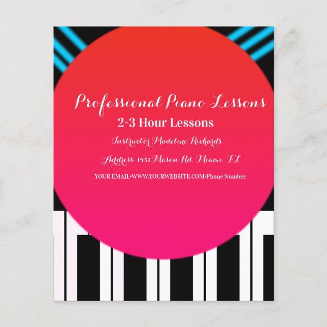 Flyer Aula de Piano Professor de Teclado Musical (Frente)