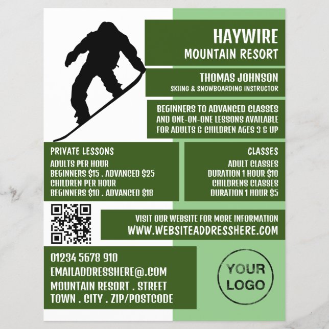 Flyer Aulas/Classes Pro Snowboarder, Ski/Snowboard (Frente)
