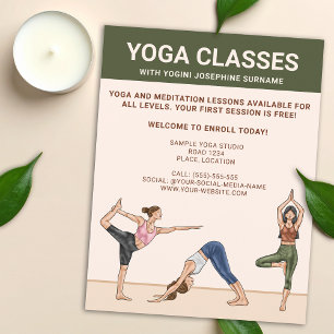 Flyer Aulas de Yoga Instrutor de Yoga Lições de Meditaçã