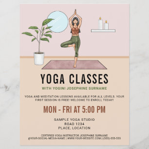 Flyer Aulas de Yoga Pose de Árvore Lições da Instrutora