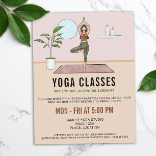Flyer Aulas de Yoga Pose de Árvore Lições da Instrutora 