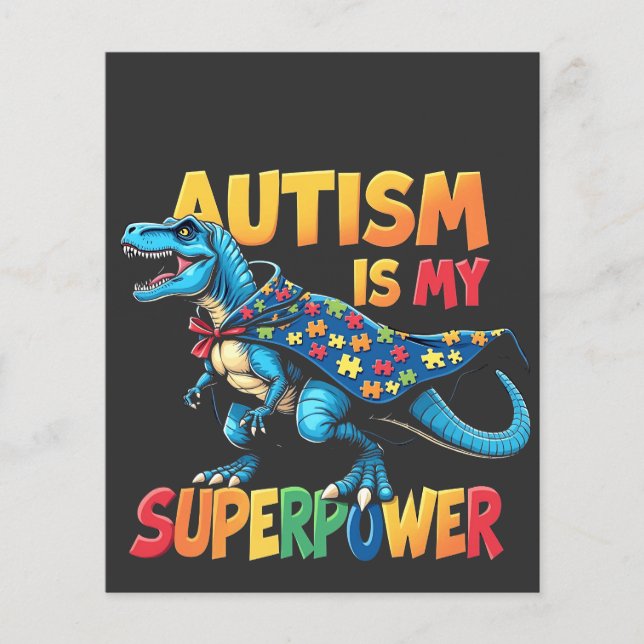 Flyer Autismo É Meu Superpoder Dinossauro Autismo Consci (Frente)