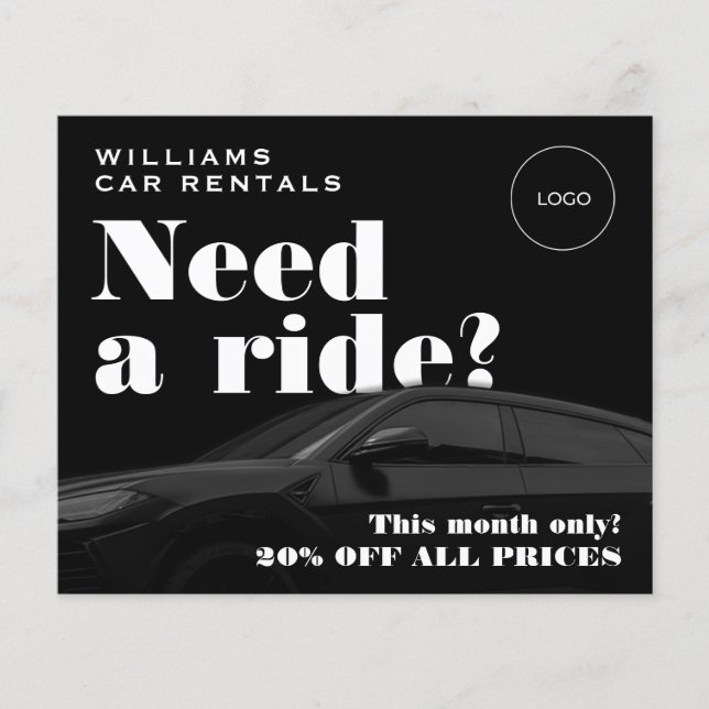 Flyer Automóvel elegante de tom negro (Frente)