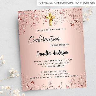 Flyer Aviso de convite de orçamento para estrelas rosa d