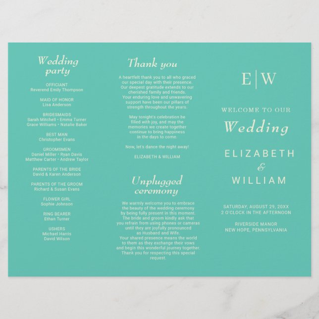 Flyer Awe Aquático Simples Elegante com Casamento Monogr (Frente)