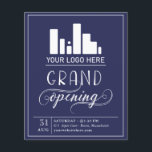 Flyer Azul Escuro e Branco Grande Abertura do seu Logoti<br><div class="desc">Grande folheto de abertura em um elegante design de tipografia azul escura e branca para sua empresa,  talvez uma loja,  um restaurante,  ou um salão de beleza. Adicione seu próprio logotipo também!</div>