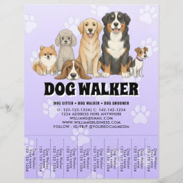 Flyer Babá de Pet Passeador de Cães Promocional Roxo Per