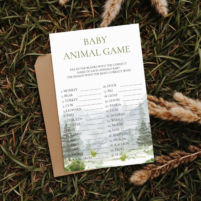 Flyer Baby Animal Game Adventure Chá de fraldas (Baby Animal Game Let the Adventure Begin Fun Baby Shower Game)
