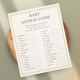 Flyer Baby Animal Game Nosso Próximo Chá de fraldas De C