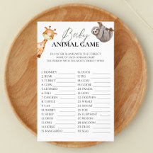 Baby Animal Game Wild One Safari Chá de fraldas