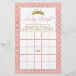 Flyer Baby Bingo, Princesa Jogo do Chá de fraldas