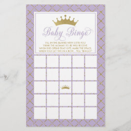 Flyer Baby Bingo, Princesa Jogo do Chá de fraldas