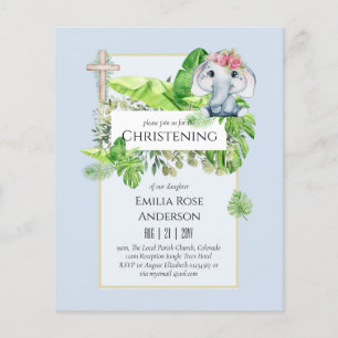 Flyer Baby Elephant CHRISTENING Convida para a selva das