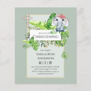 Flyer Baby Elephant CHRISTENING Convida para a selva das