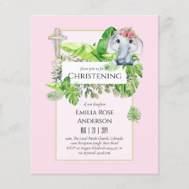 Flyer Baby Elephant CHRISTENING Convida para a selva das