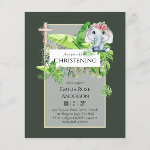Flyer Baby Elephant CHRISTENING Convida para a selva das