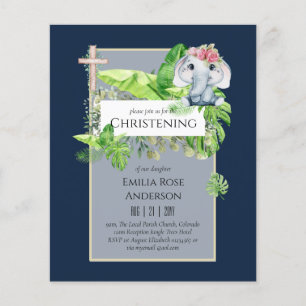 Flyer Baby Elephant CHRISTENING Convida para a selva das
