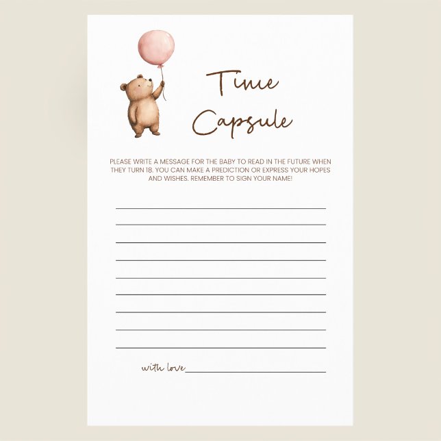 Flyer Baby Shower Time Capsule Game Cute Bear Design (Criador carregado)