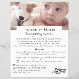 Flyer Babysitter, creche, anúncio de enfermaria