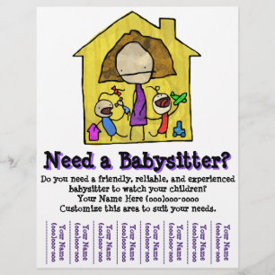 Flyer Babysitting. Baby-sitter. Puericultura. Modelo