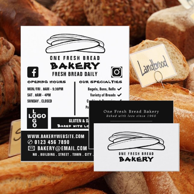 Flyer Baguetes Frescos, Bakers, Bakery Store Adverte (Criador carregado)