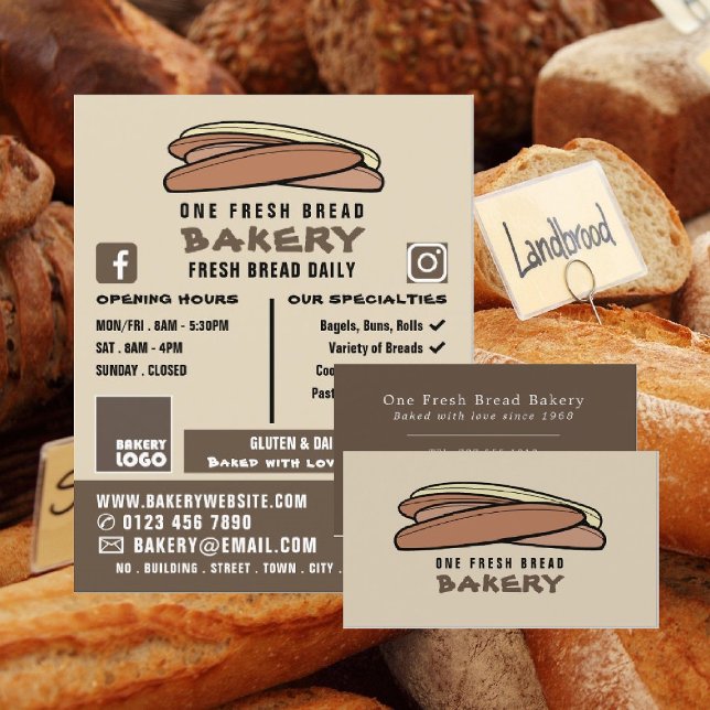 Flyer Baguetes Frescos, Bakers, Bakery Store Adverte (Criador carregado)