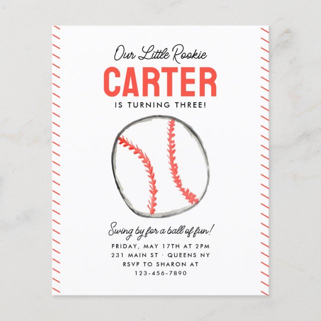 Flyer Baixo Nosso Pequeno Aniversário De Bola De Rookie (Frente)