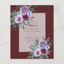 BAIXO ORÇAMENTO Convites para Casamento Plum Flora