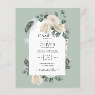 Flyer BAIXO ORÇAMENTO Rosas Brancas Casamento Elegante 
